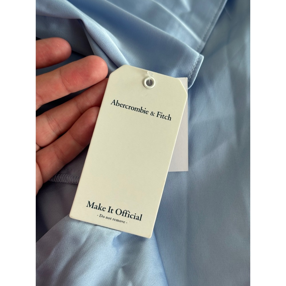 Abercrombie & Fitch Light Blue Satin Twist Front Midi Dress XXS NWT wedding - Picture 9 of 9